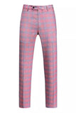 Pink Plaid Peak Lapel 2 Pieces Men's Prom Suits