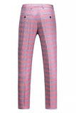 Pink Plaid Peak Lapel 2 Pieces Men's Prom Suits