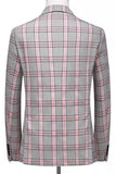 Pinkish Gray Plaid 2 Pieces Peak Lapel Men's Prom Suits