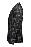 Black Plaid 2 Pieces Peak Lapel Men's Prom Suits