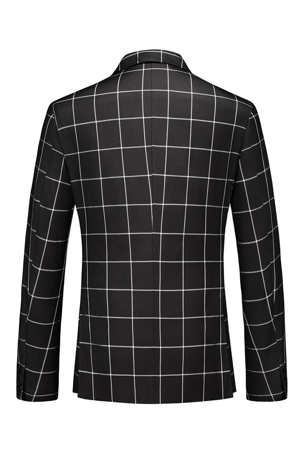 Black Plaid 2 Pieces Peak Lapel Men's Prom Suits