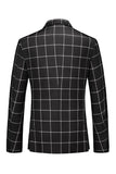 Black Plaid 2 Pieces Peak Lapel Men's Prom Suits