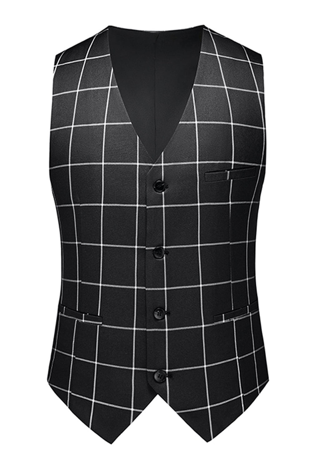 Black Plaid 2 Pieces Peak Lapel Men's Prom Suits