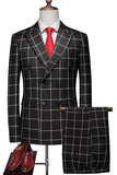Pink Plaid 2 Pieces Peak Lapel Men's Prom Suits