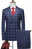 Pink Plaid 2 Pieces Peak Lapel Men's Prom Suits