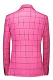 Pink Plaid 2 Pieces Peak Lapel Men's Prom Suits