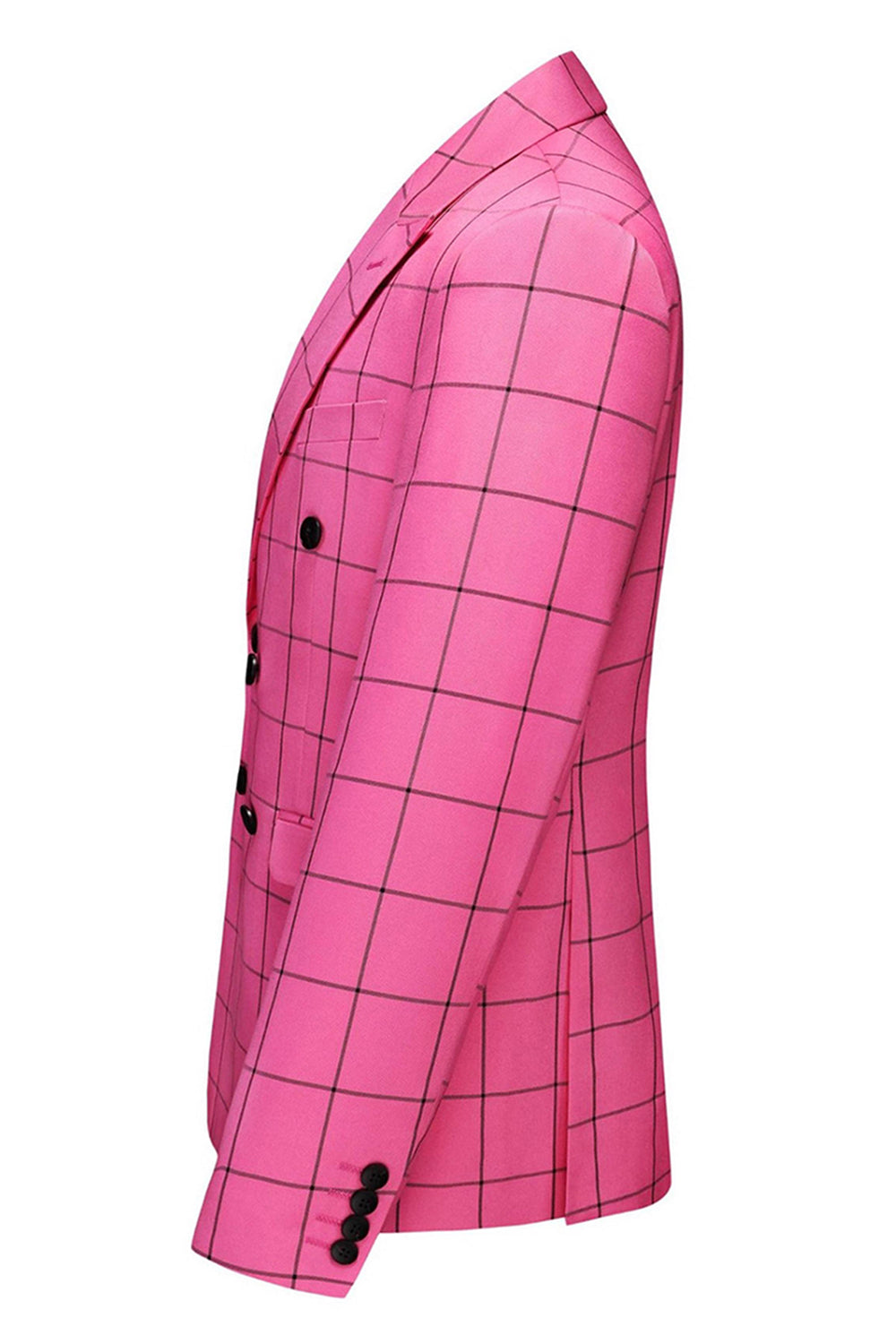 Pink Plaid 2 Pieces Peak Lapel Men's Prom Suits