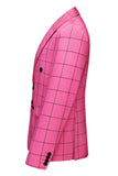 Pink Plaid 2 Pieces Peak Lapel Men's Prom Suits