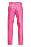 Pink Plaid 2 Pieces Peak Lapel Men's Prom Suits