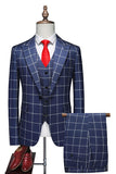 Red Plaid Peak Lapel 3 Pieces Men's Prom Suits