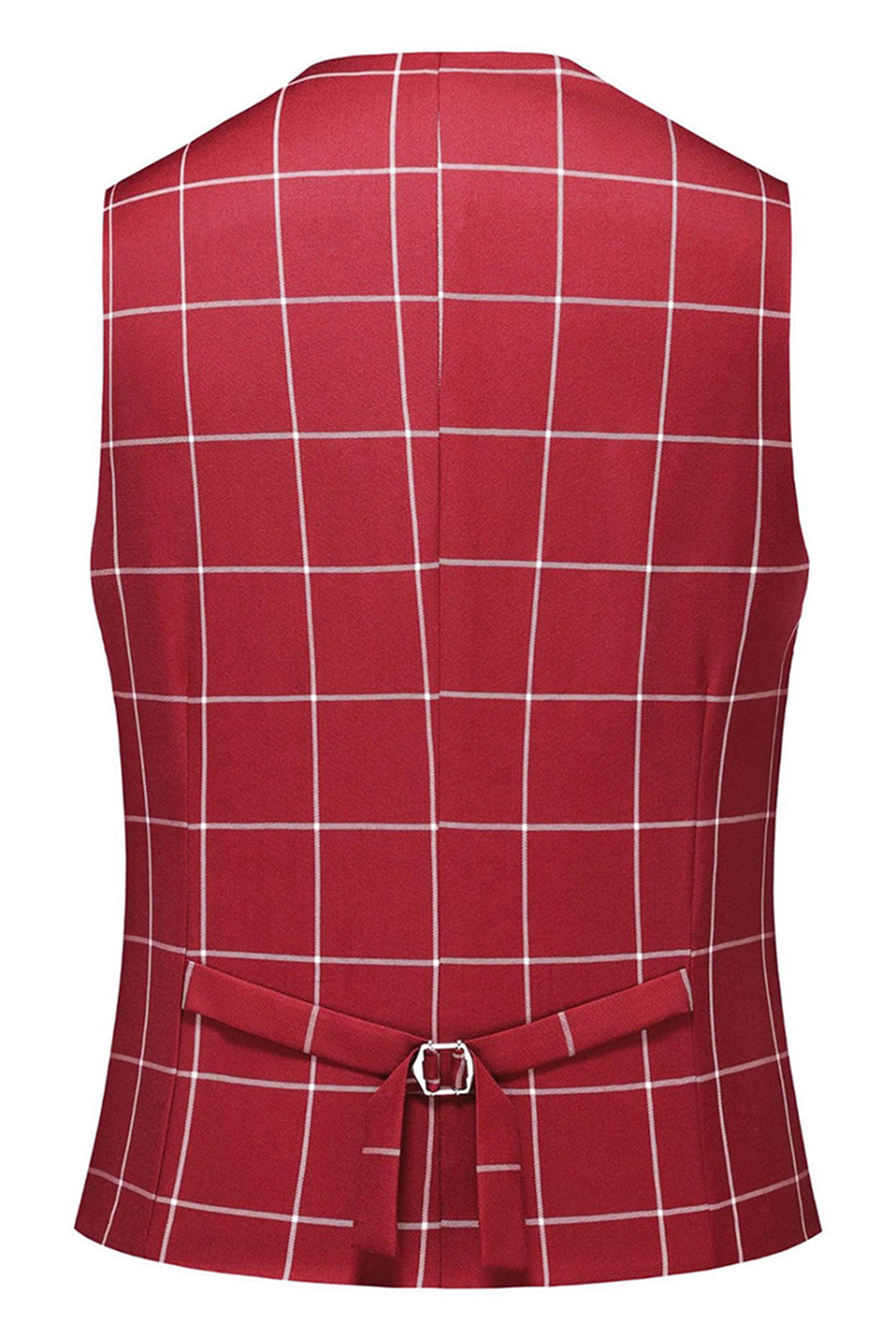 Red Plaid Peak Lapel 3 Pieces Men's Prom Suits