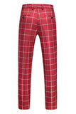 Red Plaid Peak Lapel 3 Pieces Men's Prom Suits