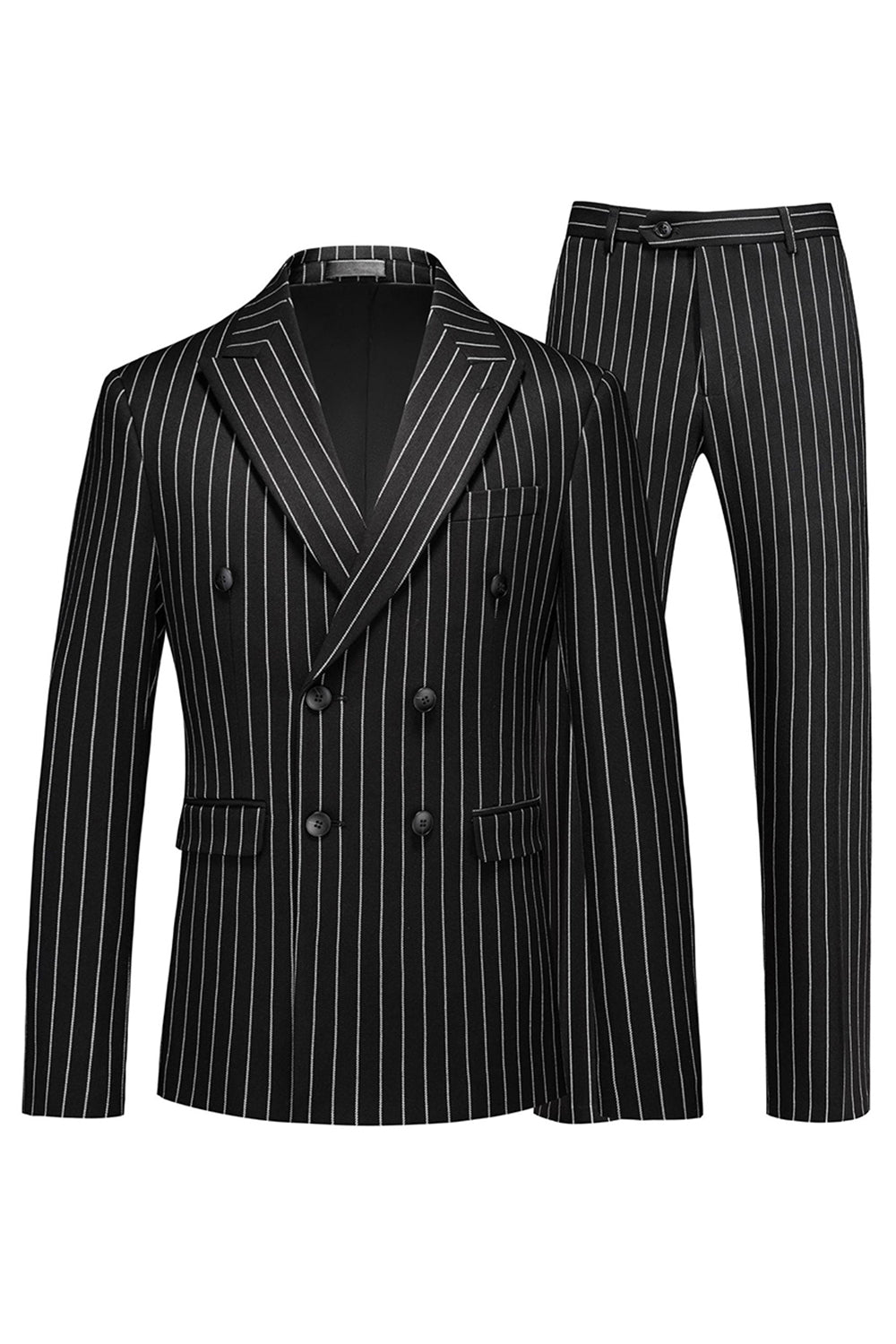 Blue Peak Lapel Striped 2-Piece Slim Fit Men's Suits