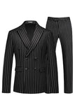 Blue Peak Lapel Striped 2-Piece Slim Fit Men's Suits