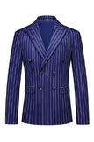 Blue Peak Lapel Striped 2-Piece Slim Fit Men's Suits