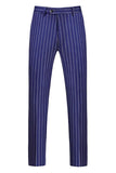 Blue Peak Lapel Striped 2-Piece Slim Fit Men's Suits