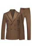 Blue Peak Lapel Striped 2-Piece Slim Fit Men's Suits