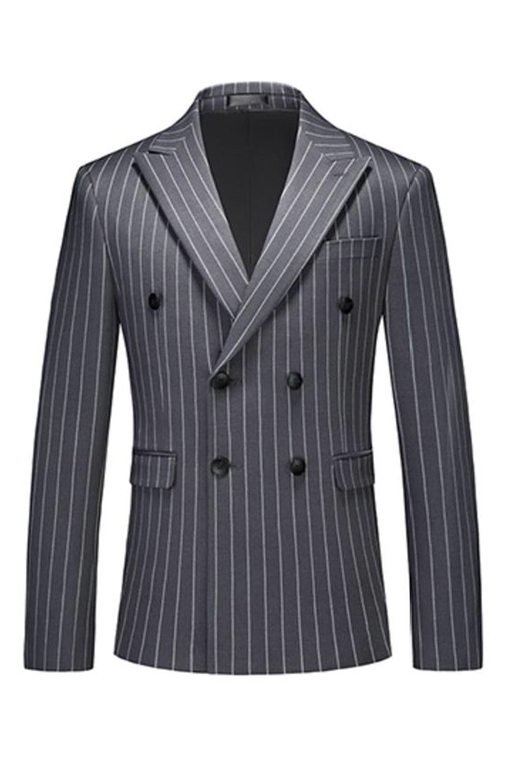 Blue Peak Lapel Striped 2-Piece Slim Fit Men's Suits