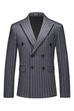Blue Peak Lapel Striped 2-Piece Slim Fit Men's Suits