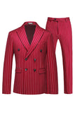 Blue Peak Lapel Striped 2-Piece Slim Fit Men's Suits