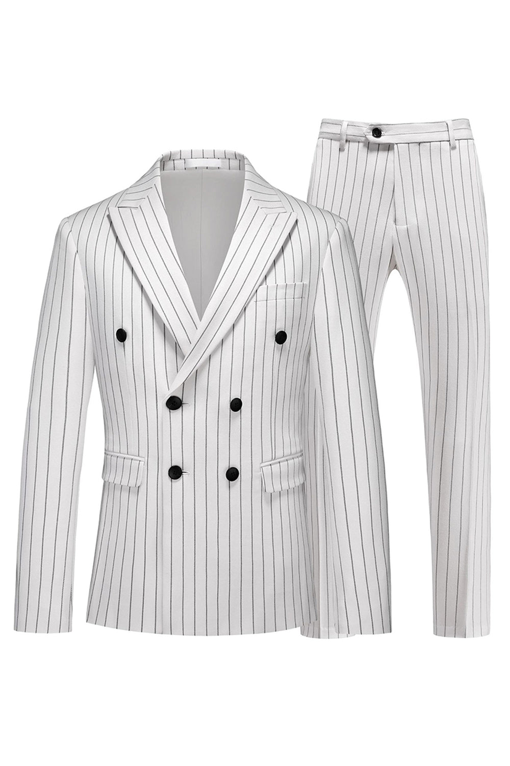 Blue Peak Lapel Striped 2-Piece Slim Fit Men's Suits