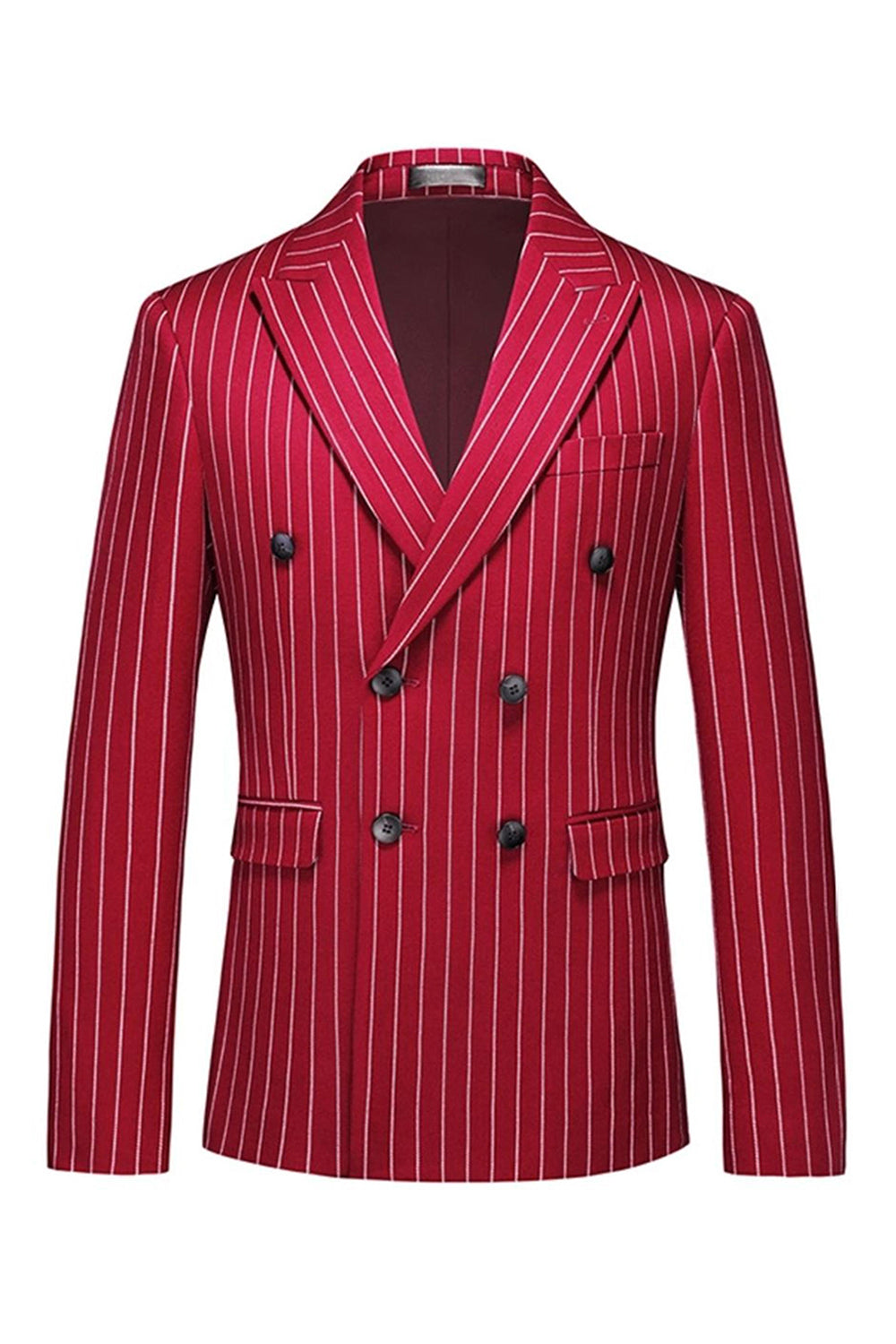 Red Striped Peak Lapel 3-Piece Men's Prom Suits