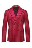 Red Striped Peak Lapel 3-Piece Men's Prom Suits