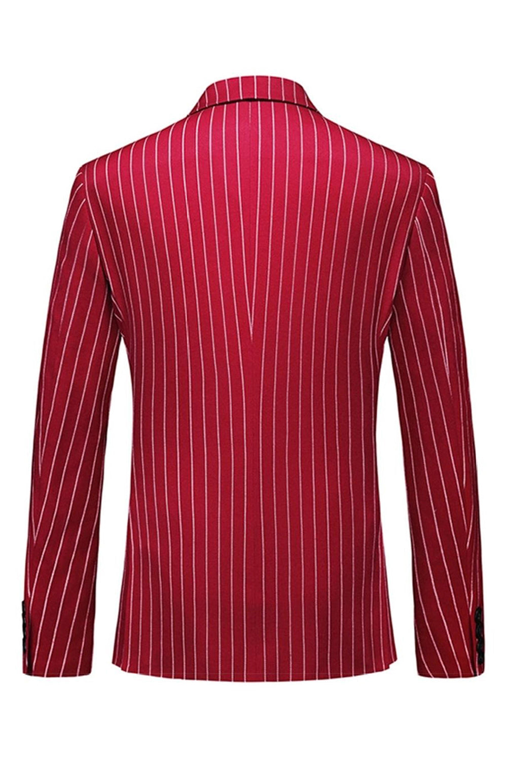 Red Striped Peak Lapel 3-Piece Men's Prom Suits