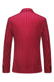 Red Striped Peak Lapel 3-Piece Men's Prom Suits