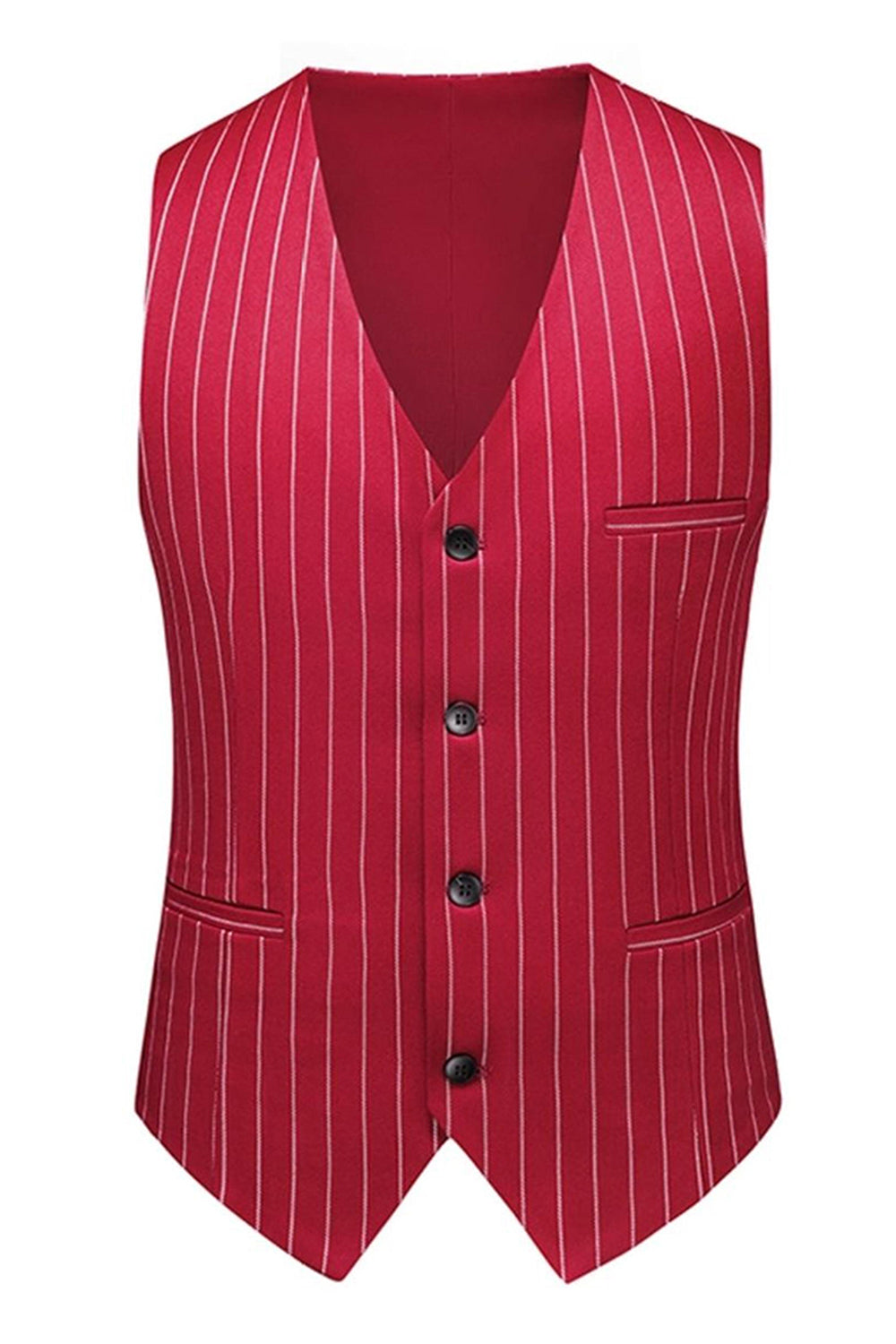 Red Striped Peak Lapel 3-Piece Men's Prom Suits