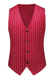 Red Striped Peak Lapel 3-Piece Men's Prom Suits