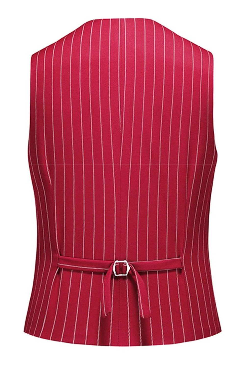 Red Striped Peak Lapel 3-Piece Men's Prom Suits