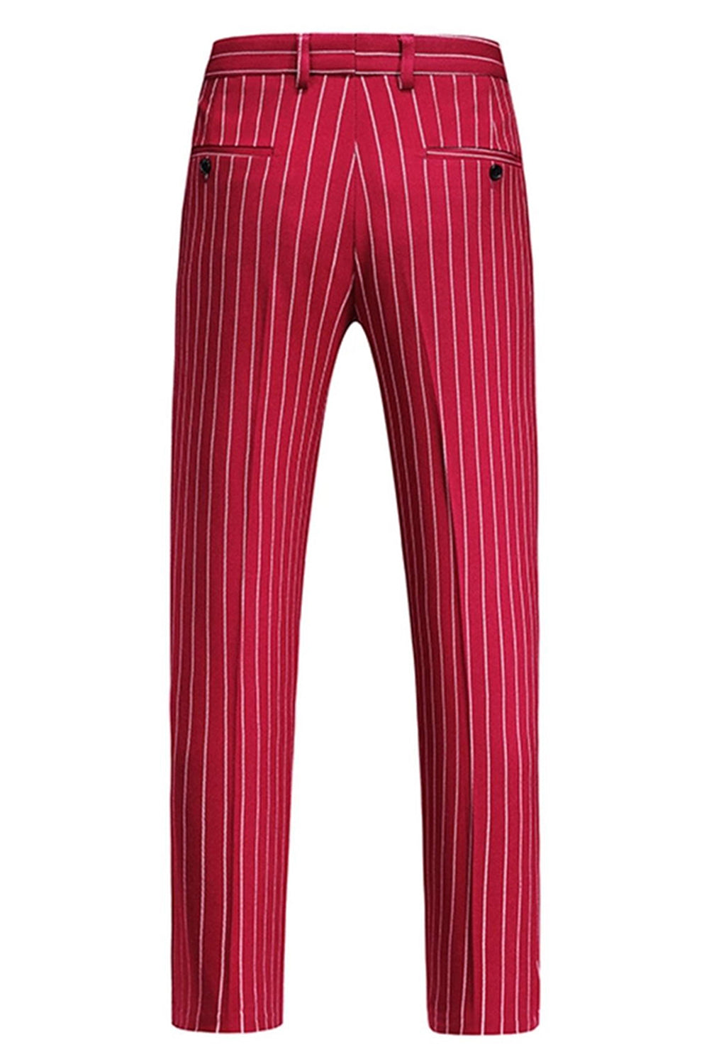 Red Striped Peak Lapel 3-Piece Men's Prom Suits