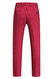 Red Striped Peak Lapel 3-Piece Men's Prom Suits