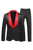 Black Printed Shawl Lapel One Button 2-Piece Men's Prom Suits