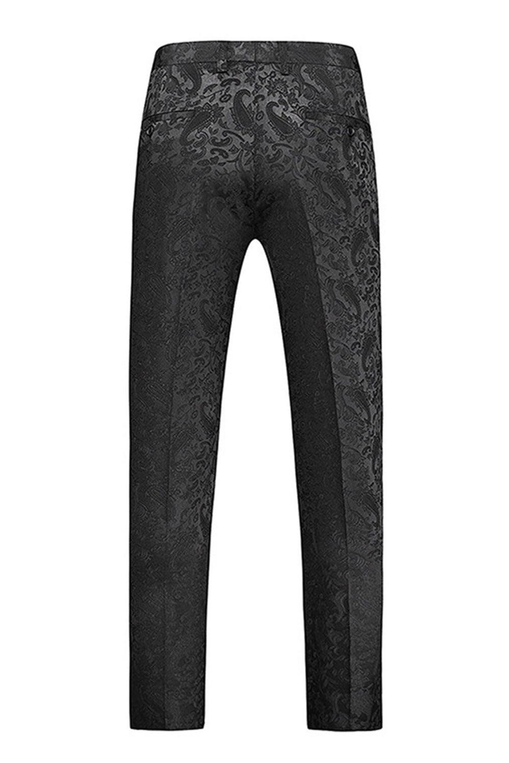 Black Printed Shawl Lapel One Button 2-Piece Men's Prom Suits