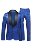 Black Printed Shawl Lapel One Button 2-Piece Men's Prom Suits