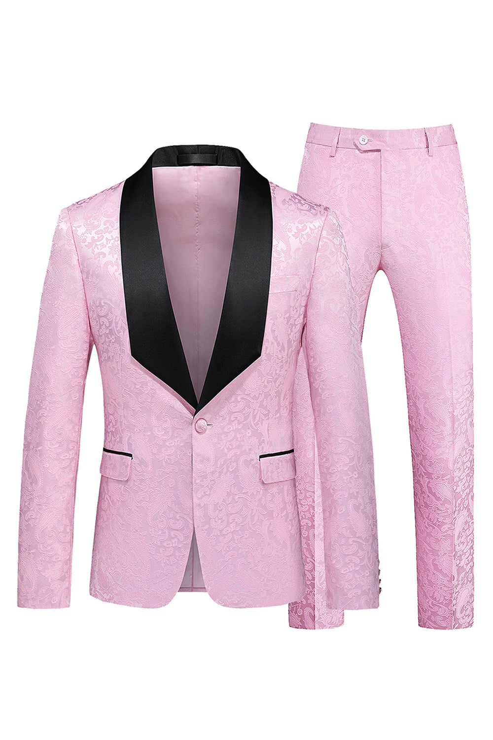 Black Printed Shawl Lapel One Button 2-Piece Men's Prom Suits