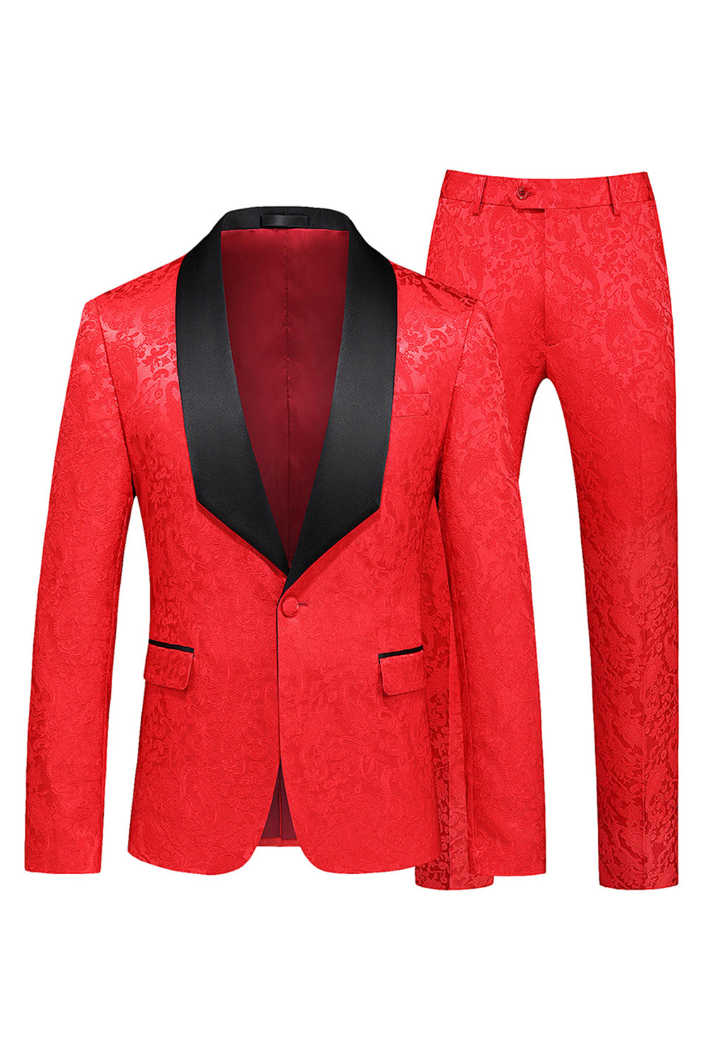 Black Printed Shawl Lapel One Button 2-Piece Men's Prom Suits