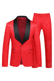 Black Printed Shawl Lapel One Button 2-Piece Men's Prom Suits