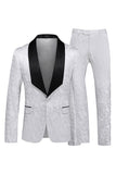 Black Printed Shawl Lapel One Button 2-Piece Men's Prom Suits