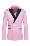 Pink Printed Peak Lapel 3-Piece Men's Prom Suits