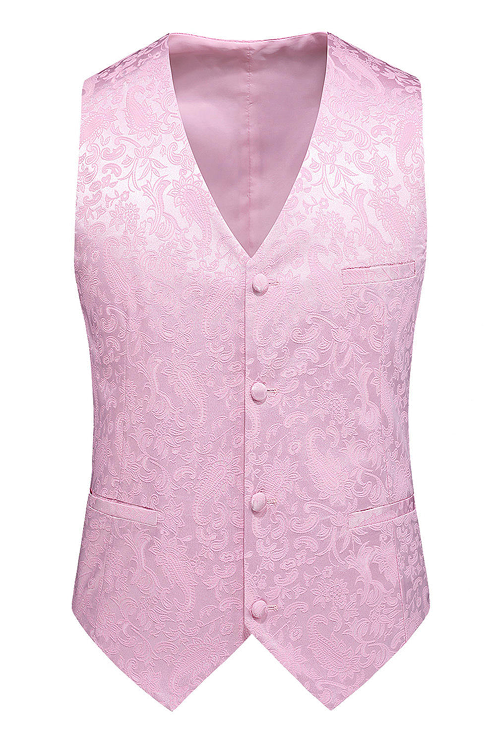 Pink Printed Peak Lapel 3-Piece Men's Prom Suits