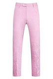 Pink Printed Peak Lapel 3-Piece Men's Prom Suits