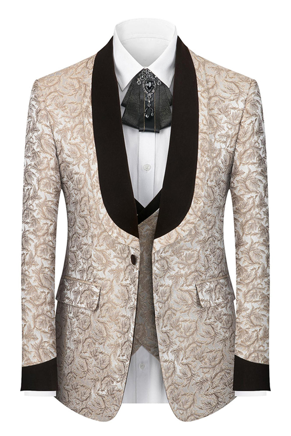 Black Shawl Lapel One Button 3-Piece Men's Prom Suits