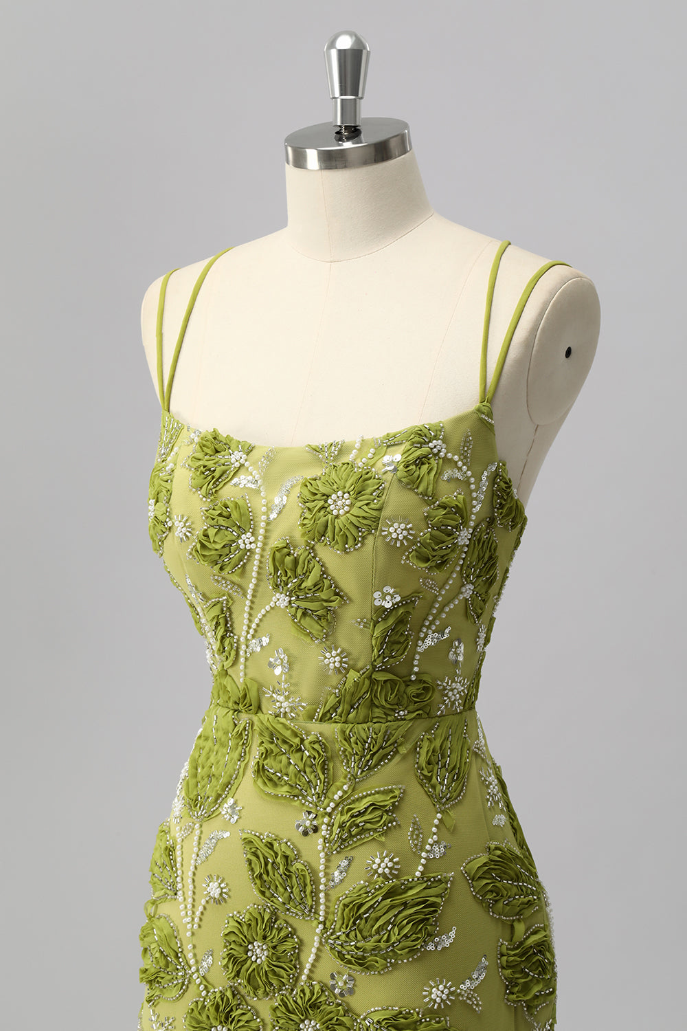 Green Bodycon Beaded Mini Homecoming Dress with 3D Flowers