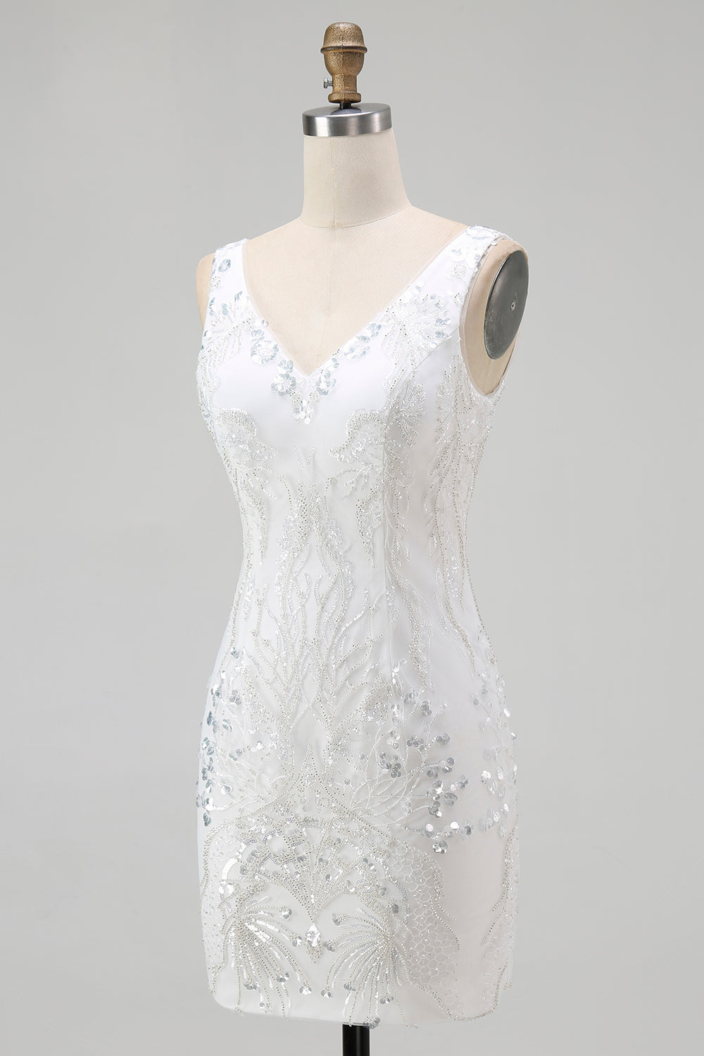 White Bodycon Sequin Short Homecoming Dress