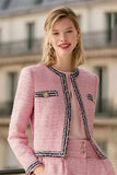 2 Piece Pink Tweed Long Sleeve Women's Suits