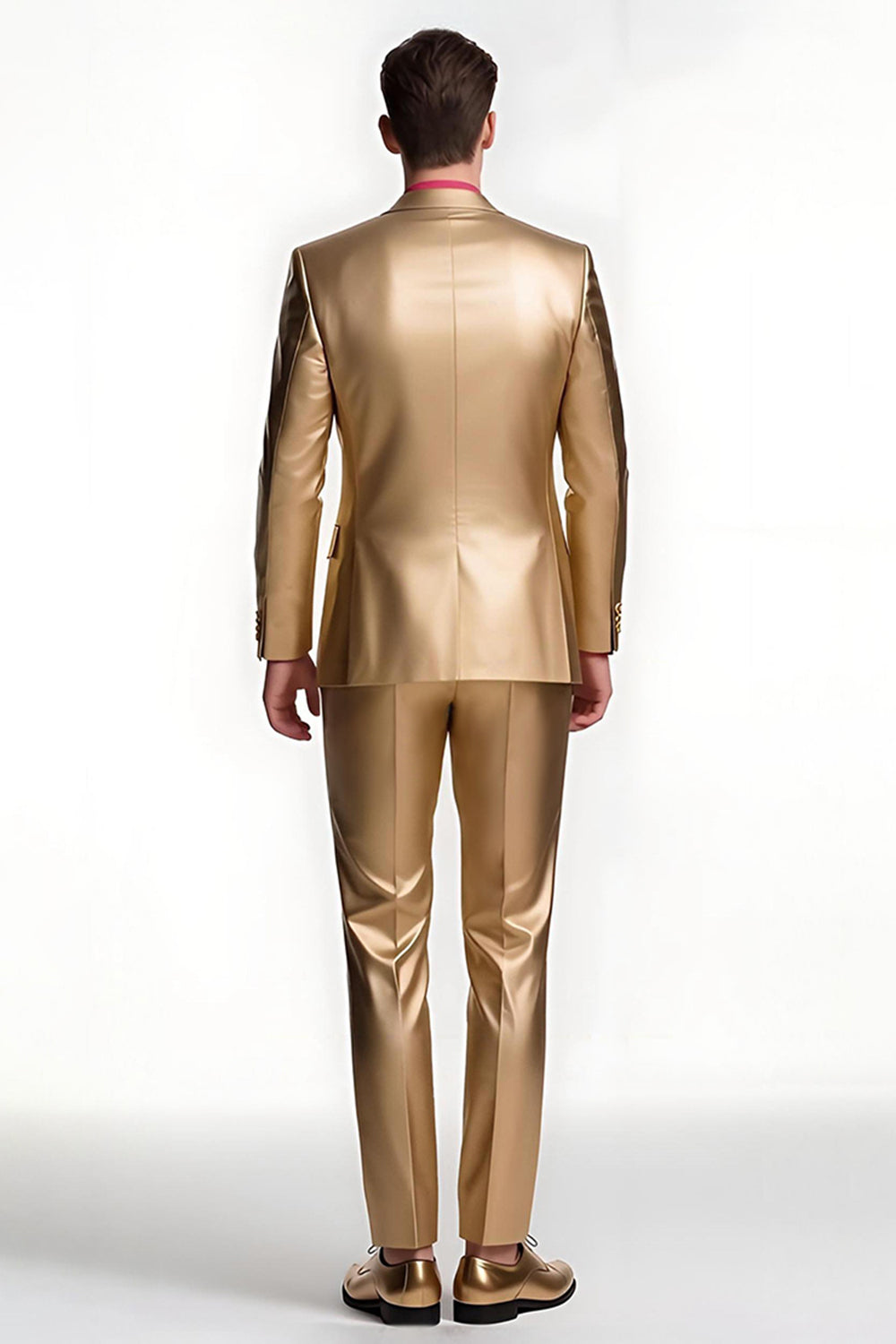 Golden Single Breasted Peak Lapel Men's Prom Suits