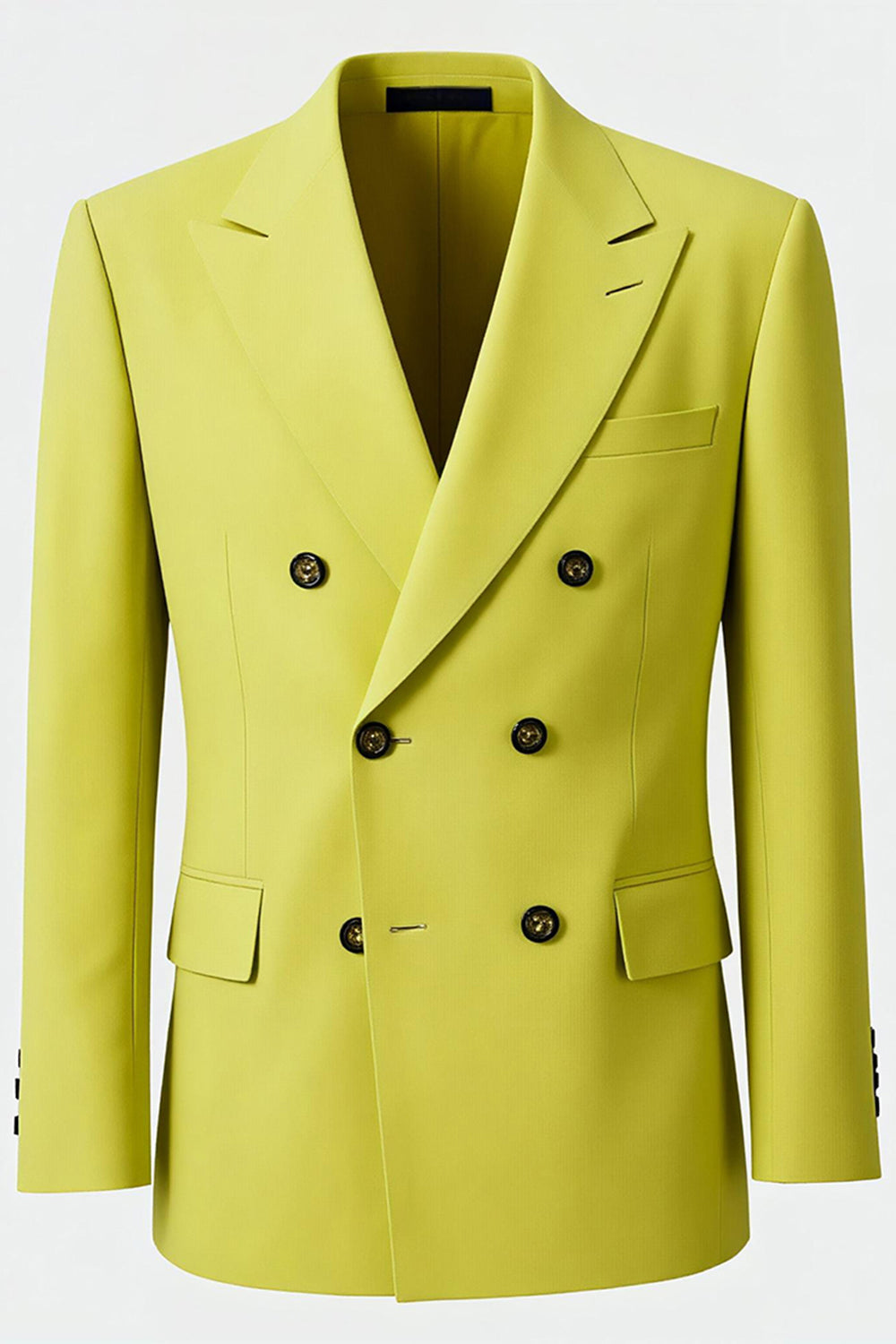 Yellow Peak Lapel Double Breasted Men Formal Blazer